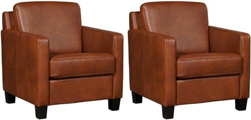 Cognac leren landelijke fauteuils - poot hout zwart - Grana, Huis en Inrichting, Fauteuils, 50 tot 75 cm, 75 tot 100 cm, Nieuw