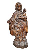 Beeld - Madonna met Kind - 43 cm - Antiek - Hout - 1750-1800, Antiek en Kunst