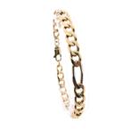 Bicolor gouden Figaro armband | 21,5 cm (schakel) (schakel), Ophalen of Verzenden, Gebruikt, Overige kleuren, Goud