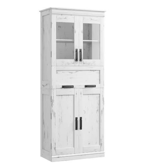 Hoge Badkamerkast met Glazen Deuren en Lade, Huis en Inrichting, Badkamer | Badkamermeubels, Nieuw, Verzenden