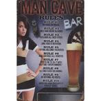 Wandbord -  Man Cave Rules, Huis en Inrichting, Ophalen of Verzenden, Nieuw