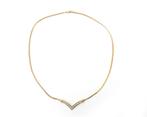 Een 14 krt. geelgouden collier met V-vormig, Sieraden, Tassen en Uiterlijk, Kettingen, Gebruikt, Goud, Goud