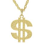 Gouden Ketting Dollar Strass, Verzenden, Nieuw