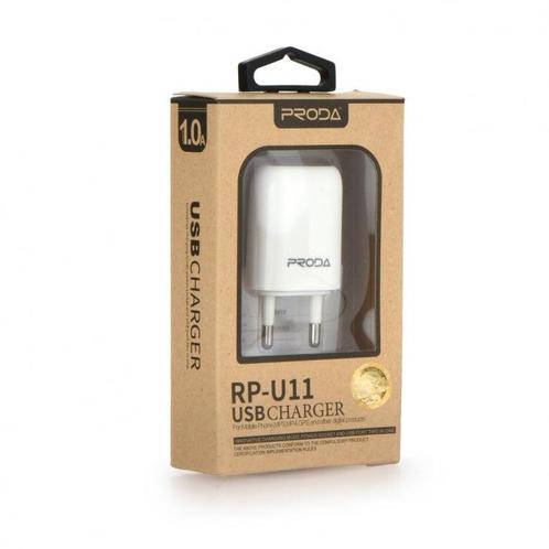 USB Adapter 5V 1A AC Oplader - Wit Proda RP-U11, Audio, Tv en Foto, Opladers, Ophalen of Verzenden