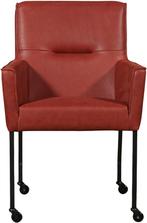 Rode leren moderne eetkamerstoel - Vintage Leer Burgundy (ro, Overige kleuren, Nieuw, Leer, Ophalen of Verzenden