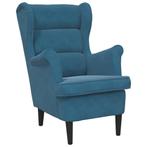 Blauwe fauteuil fluweel | Tweedekansje | OP=OP, Huis en Inrichting, Fauteuils, Nieuw, 75 tot 100 cm, Ophalen of Verzenden, 75 tot 100 cm