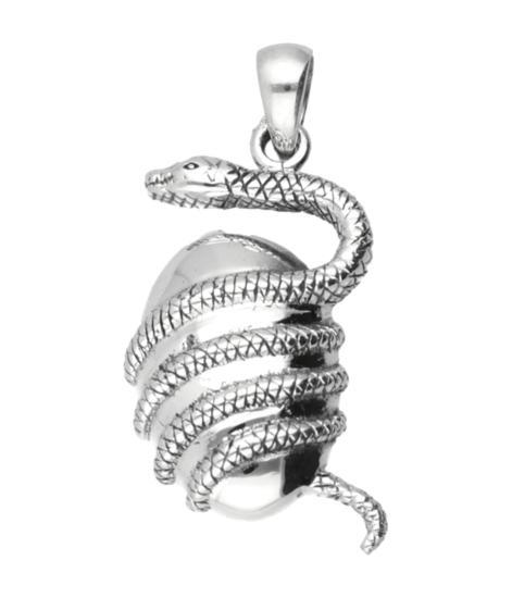 Zilveren Slang met ei kettinghanger, Sieraden, Tassen en Uiterlijk, Kettinghangers, Verzenden