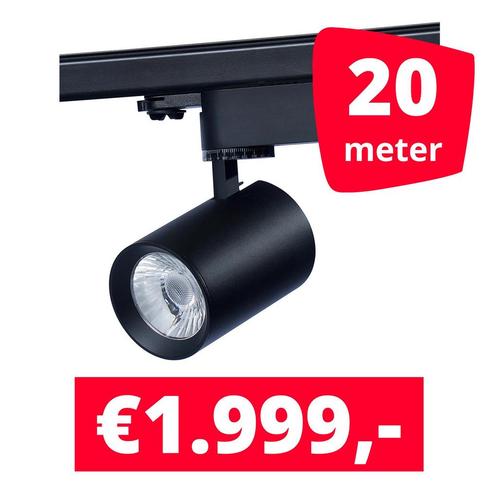 *TIP*  LED RAILVERLICHTING EOS zwart 20 SPOTS + 20M RAILS, Zakelijke goederen, Kantoor en Winkelinrichting | Winkel en Inventaris