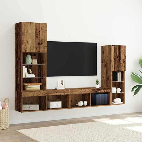 vidaXL Tv-meubel met LED 40,5x30x102 cm bewerkt hout oud, Huis en Inrichting, Kasten | Televisiemeubels, Nieuw, Minder dan 50 cm