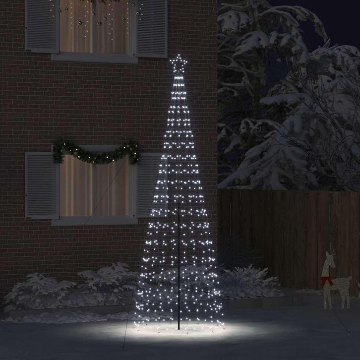 vidaXL LED Kerstboom met Grondspiesjes Koudwit 400 cm IJzer, Diversen, Kerst, Nieuw, Verzenden