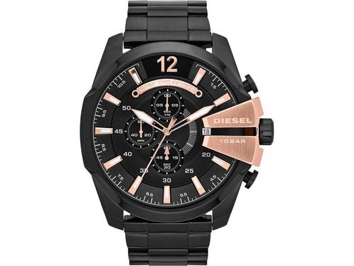 Diesel Mega Chief DZ4309 Herenhorloge 51 mm - Zwart, Huis en Inrichting, Woonaccessoires | Overige, Nieuw, Verzenden