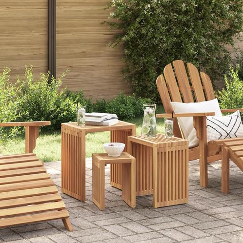 vidaXL Tuin Nest van Bijzettafels 3 stuks Massief Teakhout, Tuin en Terras, Tuintafels, Nieuw, Verzenden