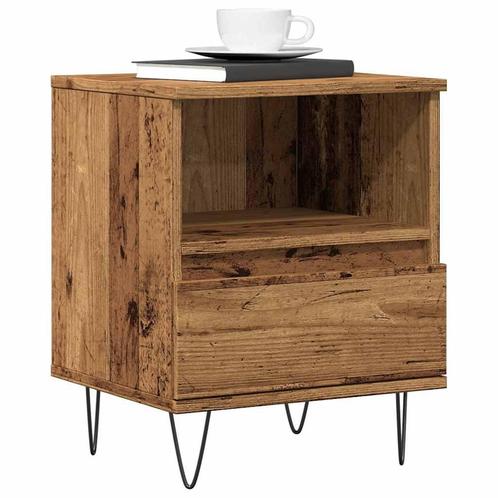 vidaXL Nachtkastje 40x35x50 cm bewerkt hout oud houtkleurig, Huis en Inrichting, Slaapkamer | Nachtkastjes, Nieuw, Hout, Verzenden