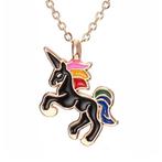 Fako Bijoux® - Ketting - Eenhoorn Regenboog Mini - Zwart, Verzenden, Nieuw