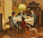 Cafiero Filippelli (1889-1973) - Scena di famiglia in un, Antiek en Kunst, Kunst | Schilderijen | Klassiek