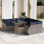 vidaXL 9-delige Loungeset met kussens poly rattan acacia, Tuin en Terras, Tuinsets en Loungesets, Verzenden, Nieuw, Rotan, Loungeset