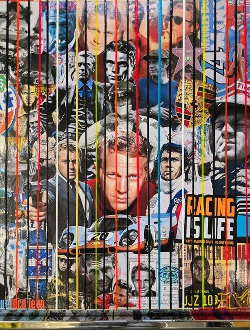 Elmago - Steve mcqueen sport legend 3 codebarre (large), Antiek en Kunst, Kunst | Schilderijen | Modern