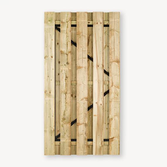 Tuindeur Solide | grenen zw | pa 7,5 cm | 190x120 cm, Tuin en Terras, Tuinpoorten, Nieuw, Hout, 150 tot 200 cm, Ophalen of Verzenden