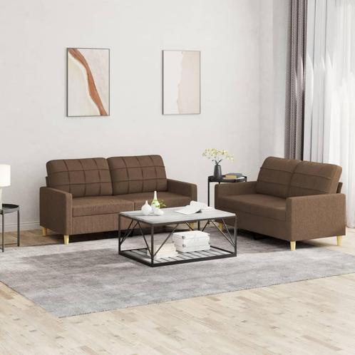 vidaXL 2-delige Loungeset met kussens stof bruin, Huis en Inrichting, Banken | Bankstellen, Nieuw, 150 tot 200 cm, Stof, Vierpersoons of meer