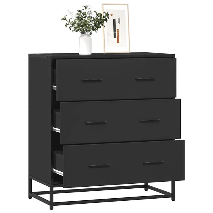 vidaXL Dressoir 68x35x76 cm bewerkt hout en metaal zwart, Huis en Inrichting, Kasten | Dressoirs, Nieuw, Overige houtsoorten, Verzenden