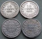 Nederland. 10 Cents 1862-1863-1869-1880(4 stuks)  (Zonder, Postzegels en Munten, Munten | Nederland