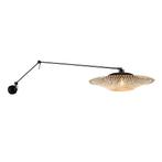 Wandlamp zwart met rotan kap 50 cm verstelbaar - Blitz, Nieuw, Overige materialen, Oosters