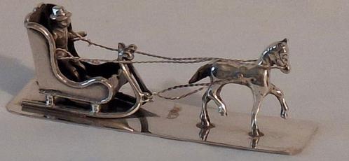 Miniatuur figuur - Arren Slee voortgetrokken Paard - .835, Antiek en Kunst, Antiek | Goud en Zilver