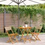 vidaXL 3-delige Bistroset poly rattan en massief hout beige, Tuin en Terras, Tuinsets en Loungesets, Verzenden, Nieuw, Hardhout