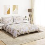vidaXL Dekbedovertrekset 200x220 cm katoen wit en bruin, Huis en Inrichting, Verzenden, Nieuw, Wit