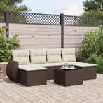 vidaXL 7-delige Loungeset met kussens poly rattan bruin, Tuin en Terras, Tuinsets en Loungesets, Verzenden, Nieuw, Rotan, Loungeset