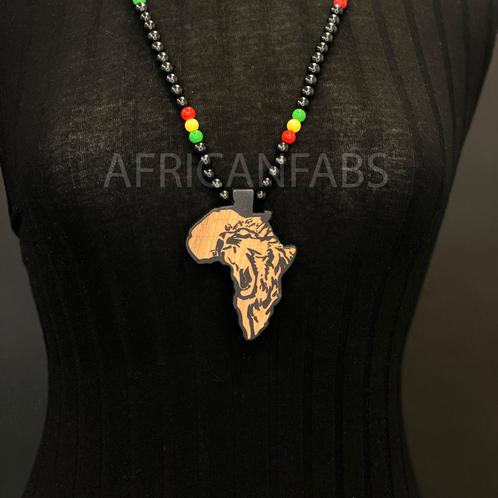 Houten kralen ketting / halsketting / hanger - Afrikaans con, Sieraden, Tassen en Uiterlijk, Kettingen, Nieuw, Ophalen of Verzenden