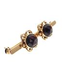 Vintage gouden broche met granaatjes in bloem | 60s, Gebruikt, Overige kleuren, Ophalen of Verzenden, Met edelsteen