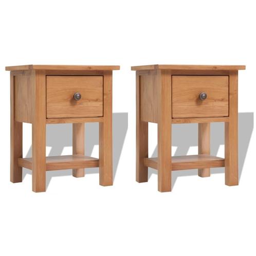 vidaXL Nachtkastjes 2 st 36x30x47 cm massief eikenhout, Huis en Inrichting, Slaapkamer | Nachtkastjes, Nieuw, Minder dan 45 cm