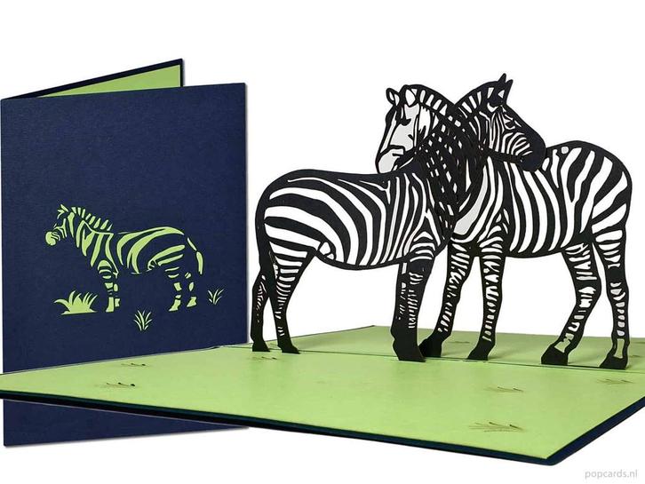 Kunstzinnige zebra’s | Equidae Paard Afrika | 3D pop-up..., Diversen, Wenskaarten, Verzenden