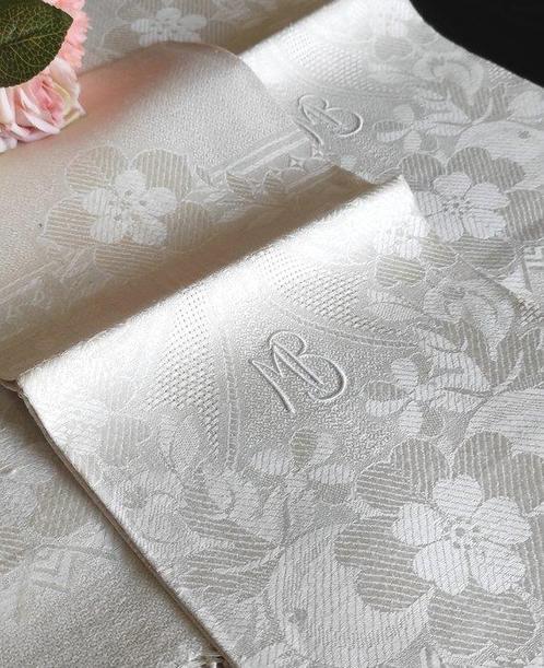 3 asciugamani fiandra seta e lino ricamati a mano - Handdoek, Antiek en Kunst, Antiek | Kleden en Textiel