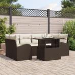 vidaXL 7-delige tuinset met kussen - bruin poly rattan, Verzenden, Nieuw, Rotan, Tuinset
