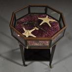 Tafelvitrine bronzen 8-kantige horlogevitrine op zwart gedra, Antiek en Kunst, Ophalen of Verzenden