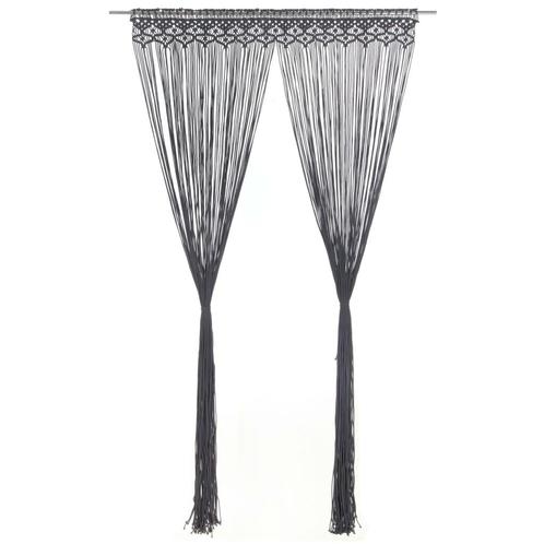 vidaXL Gordijn macramé 140x240 cm katoen antraciet, Huis en Inrichting, Stoffering | Gordijnen en Lamellen, Nieuw, Verzenden