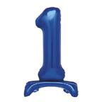 Blauwe Cijfer Ballon 1 Jaar Met Standaard 76cm, Verzenden, Nieuw