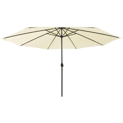 vidaXL Parasol met LED-verlichting 400 cm zandkleurig, Tuin en Terras, Parasols, Nieuw, Meer dan 4 meter, Verzenden