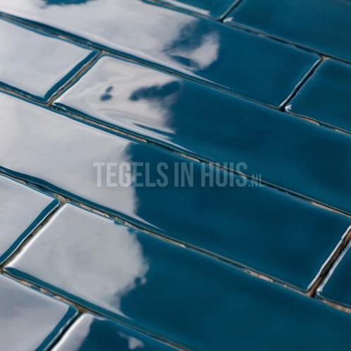 Wandtegel handvorm 5x25 atlantic blauw wandtegel, Doe-het-zelf en Verbouw, Tegels, Wandtegels, Nieuw, 10 m² of meer, Keramiek