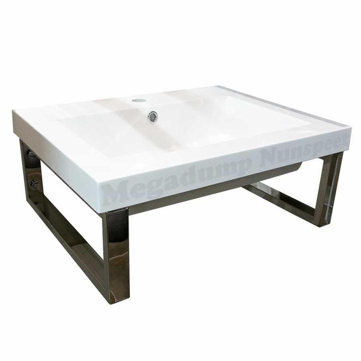 Mineraalmarmer Wastafel op RVS beugels, Huis en Inrichting, Badkamer | Badkamermeubels, Nieuw, Verzenden