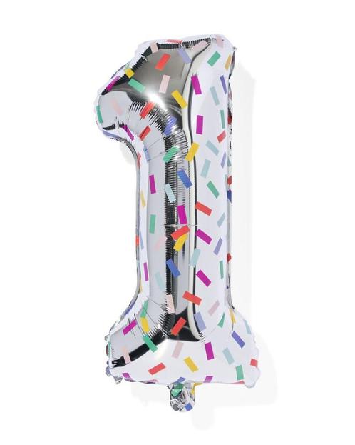HEMA Folieballon cijfer 1 confetti XL, Hobby en Vrije tijd, Feestartikelen, Nieuw, Verzenden
