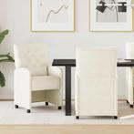 vidaXL Eetkamerstoelen met Wieltjes 2 pcs Crème 58 x 67 x 97, Verzenden, Nieuw