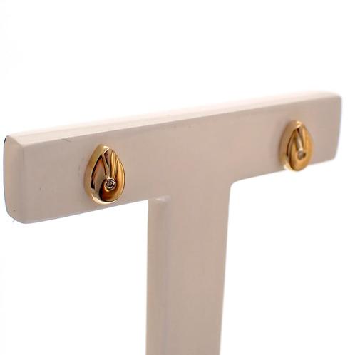 Gouden oorstekers met diamantjes (oorbellen, geelgoud), Sieraden, Tassen en Uiterlijk, Oorbellen, Overige kleuren, Gebruikt, Met edelsteen
