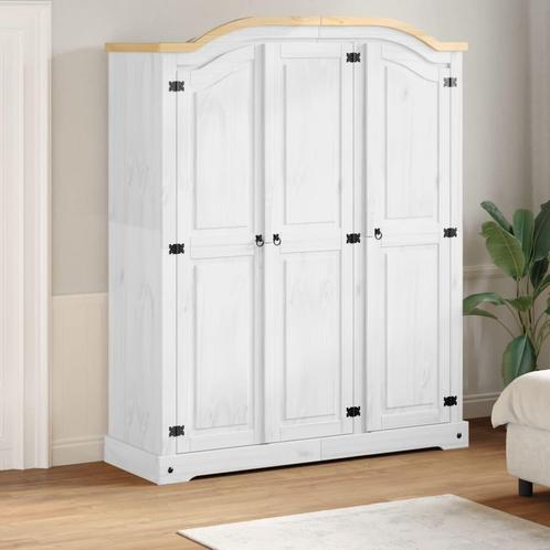 vidaXL Kledingkast Corona wit 151,5x52x186 cm massief, Huis en Inrichting, Kasten | Kledingkasten, Nieuw, Verzenden