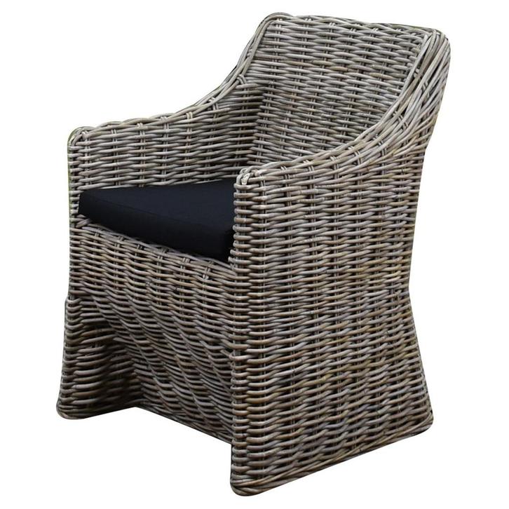 Kursi Louise dining tuinstoel naturel rotan - olefin black, Tuin en Terras, Tuinstoelen, Nieuw, Ophalen of Verzenden