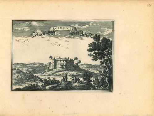 Zicht op Agimont, Antiek en Kunst, Kunst | Etsen en Gravures