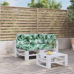 vidaXL Palletkussens 3 st stof bladpatroon, Verzenden, Nieuw, Groen
