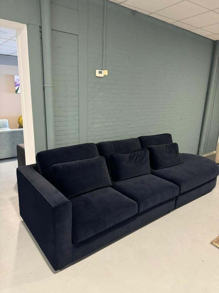 Sofa bankstel Avola luxe stof velvet donker blauw hoekbank, Huis en Inrichting, Banken | Bankstellen, 300 cm of meer, 100 tot 125 cm
